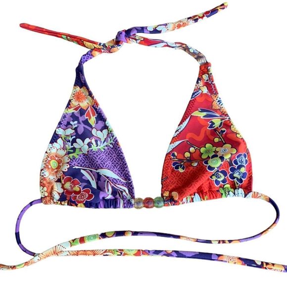 Becca Floral Beaded Halter Bikini - Picture 2 of 8